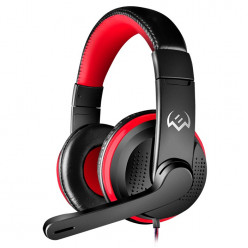 SVEN AP-G112MV, Gaming Headphones with microphone, 2*3.5 mm (3 pin) stereo mini-jack, Fabric cable 1.8m, Black-Red